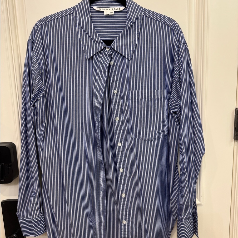 Veronica Beard Navy Striped Casual Shirt